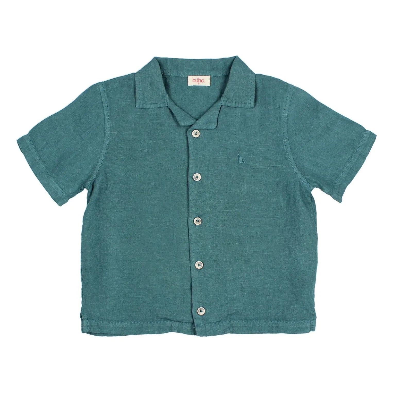 Búho - Camisa de lino | Azul pavo real