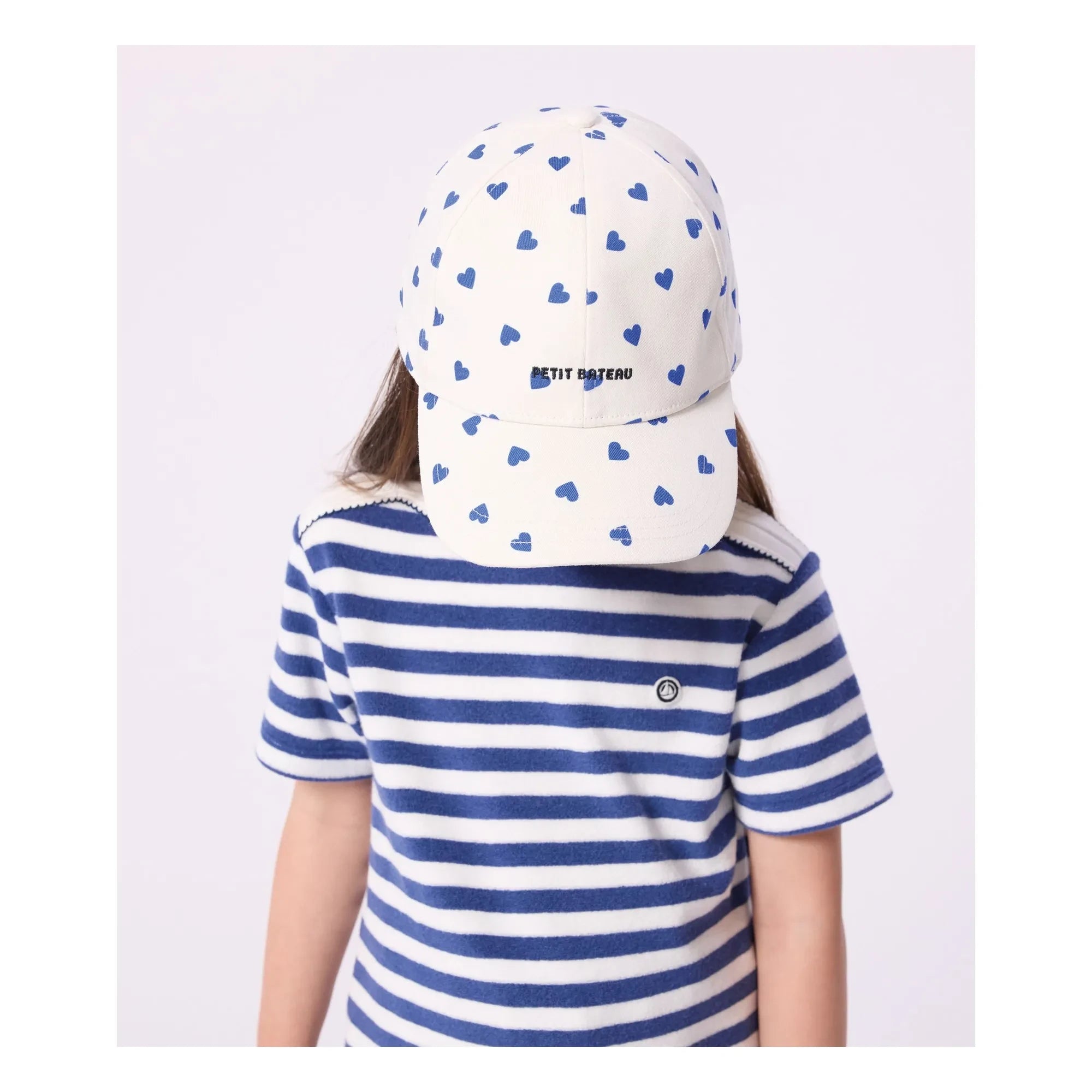 Petit Bateau - Sombrero con Corazones de Sarga | Blanco