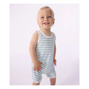 Petit Bateau - Mono de toalla a rayas | Azul