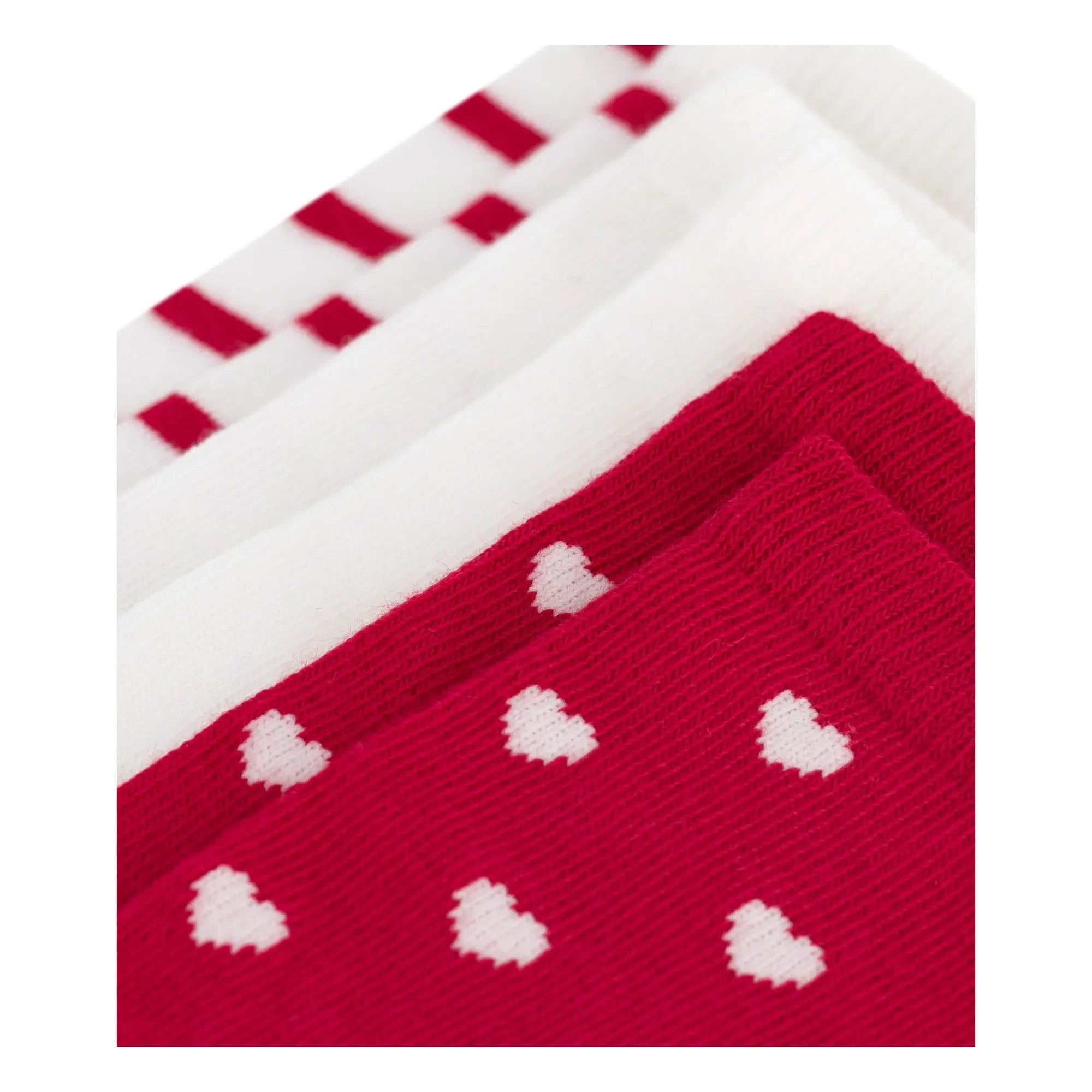 Petit Bateau - Set de 3 pares de calcetines con corazones | Blanco