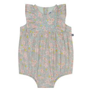 Petit Bateau - Peto de popelina de algodón orgánico con estampado floral | Azul grisáceo