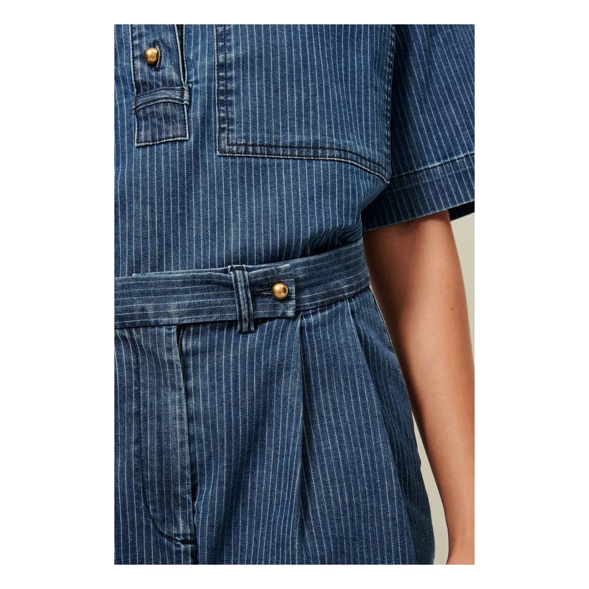 Sessùn - Shorts de rayas de algodón Santa Port | Azul marino