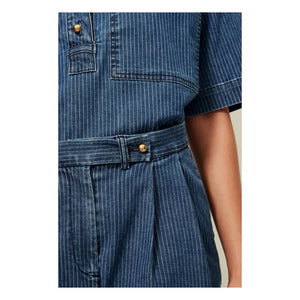 Sessùn - Shorts de rayas de algodón Santa Port | Azul marino