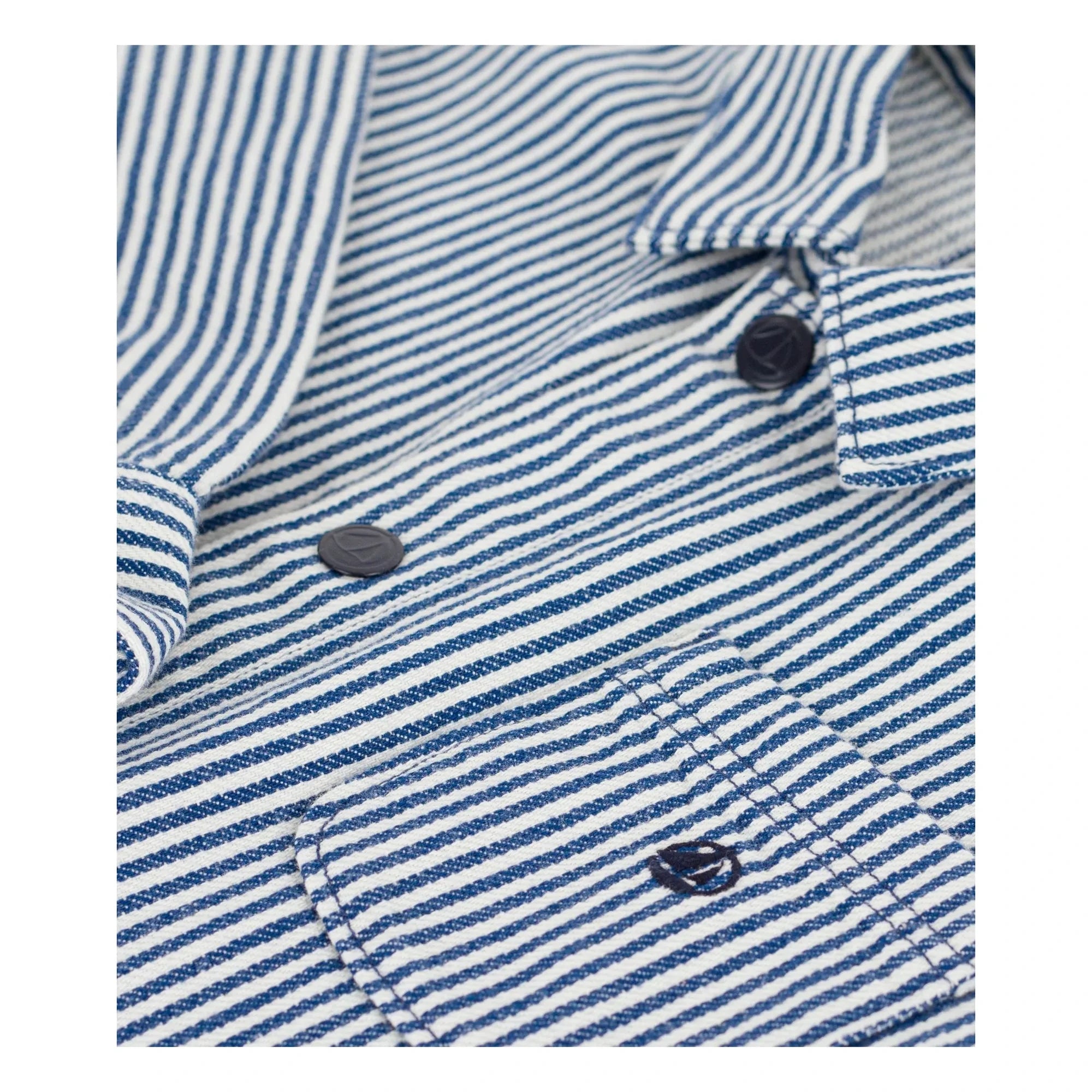 Petit Bateau - Chaqueta de trabajo de algodón orgánico a rayas | Azul