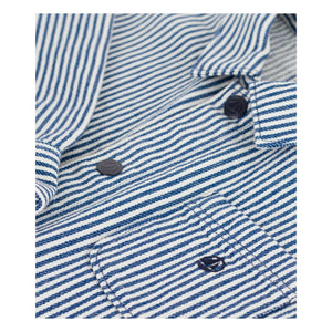 Petit Bateau - Chaqueta de trabajo de algodón orgánico a rayas | Azul