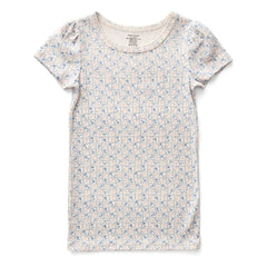 Soor Ploom - Camiseta abullonada de algodón orgánico con flores | Crudo