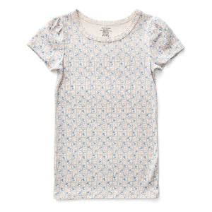 Soor Ploom - Camiseta abullonada de algodón orgánico con flores | Crudo