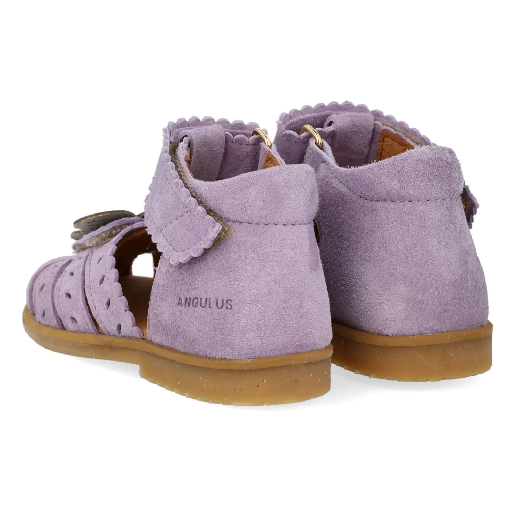 Angulus - Sandalias de ante con mariposas grabadas | Lila