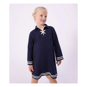 Petit Bateau - Vestido con cuello de encaje | Azul marino