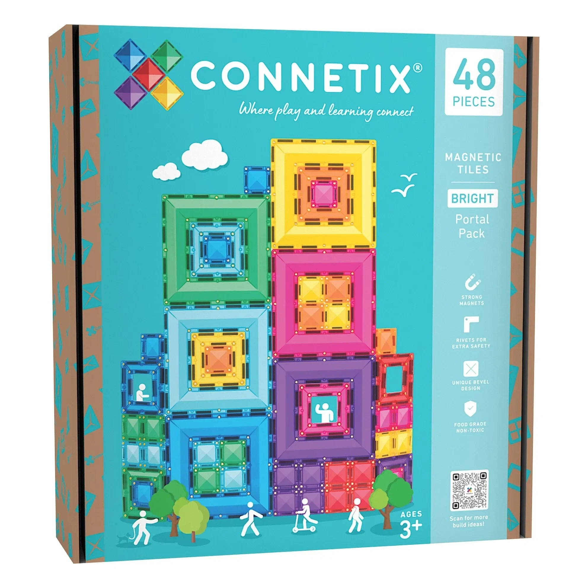 Connetix - Bright Portal Pack - 48 piezas | Rainbow