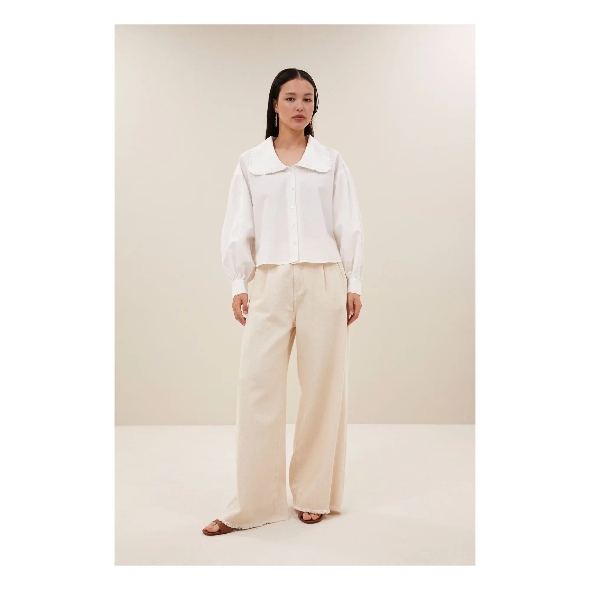 By Bar - Jeans de algodón orgánico Lux Grain | Blanco roto