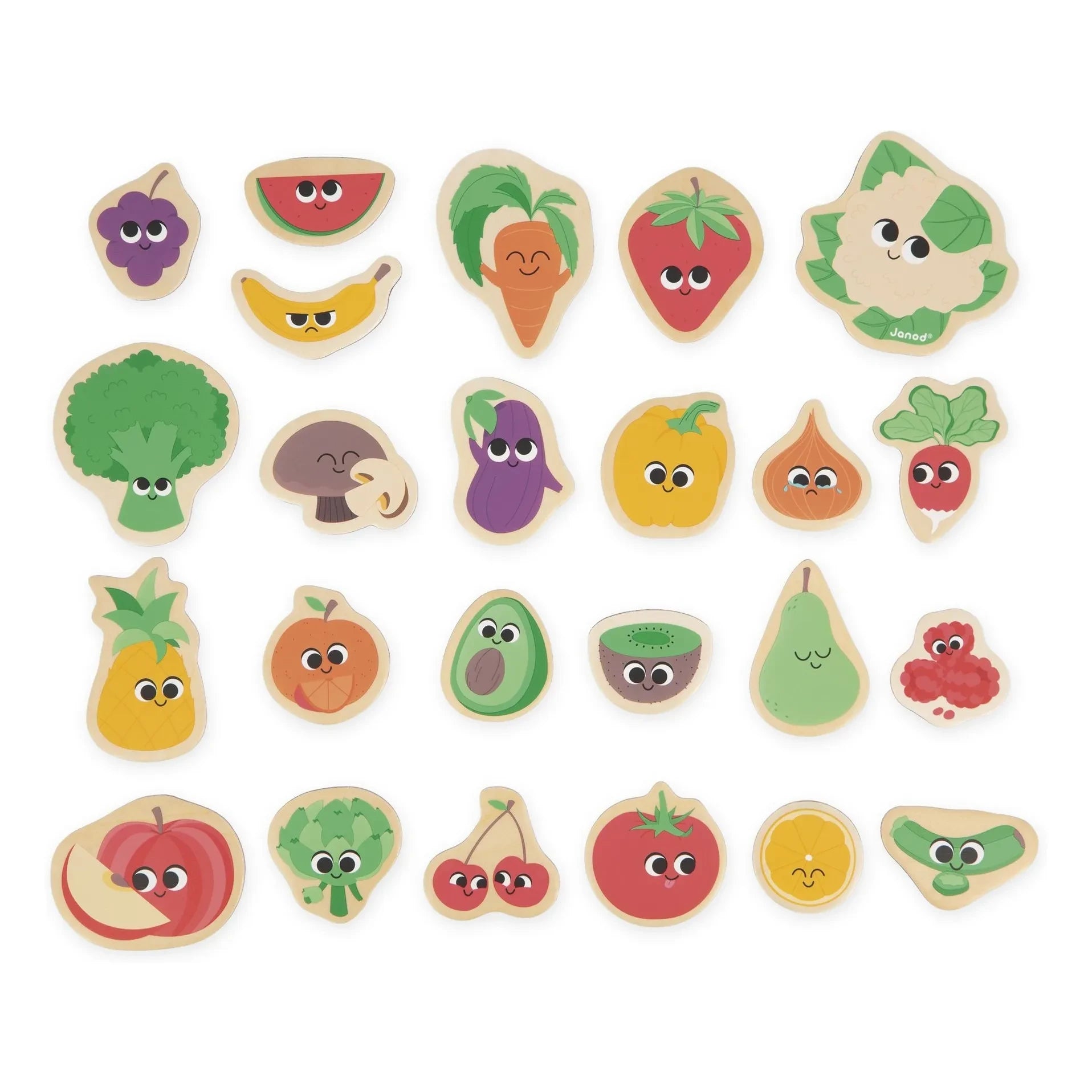 Janod - Imanes - Frutas y Verduras - 24 piezas