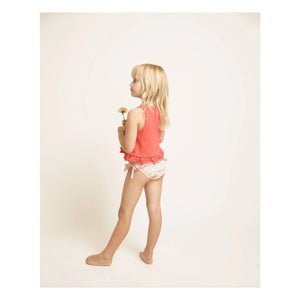 Búho - Bañador con estampado floral de seersucker y melocotones