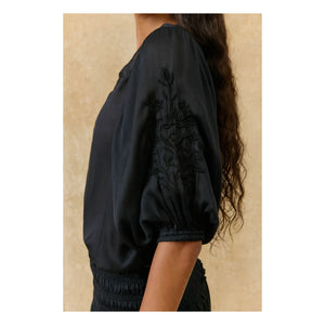 Louise Misha - Blusa de algodón Chayana | Negro