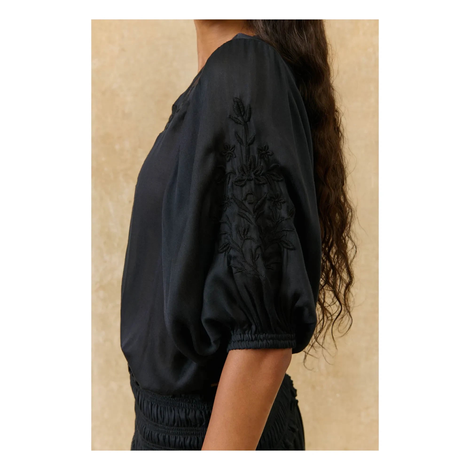 Louise Misha - Blusa de algodón Chayana | Negro