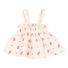 Búho - Camiseta De Algodón Orgánico Con Fresas | Rosa Pálido