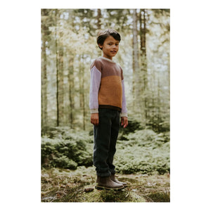 Yuki - Colorblock Organik Pamuk Kazak | Kahverengi