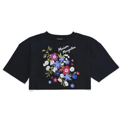 Maison Mangostan - Flowery Crop T-shirt | Siyah