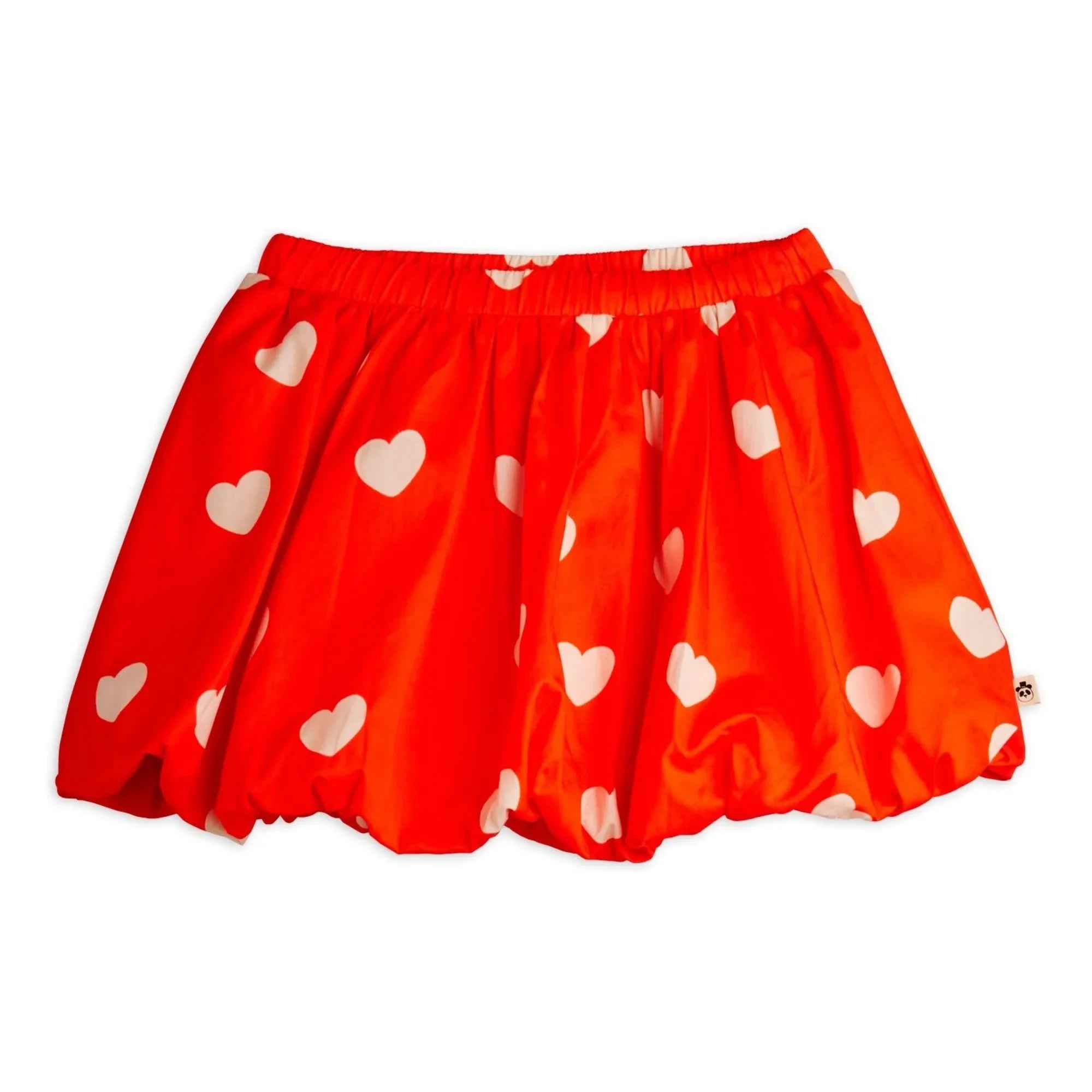 Mini Rodini - Falda Globo Corazones Algodón Orgánico | Rojo