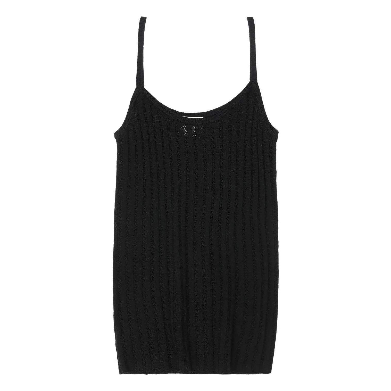 FUB - Camiseta de tirantes de lana merina - Colección mujer | Negro