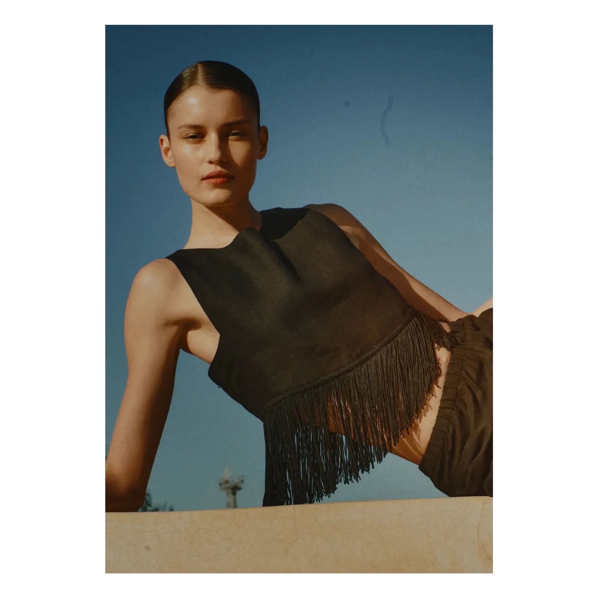 Vanessa Sposi - Top con borlas de lino | Negro