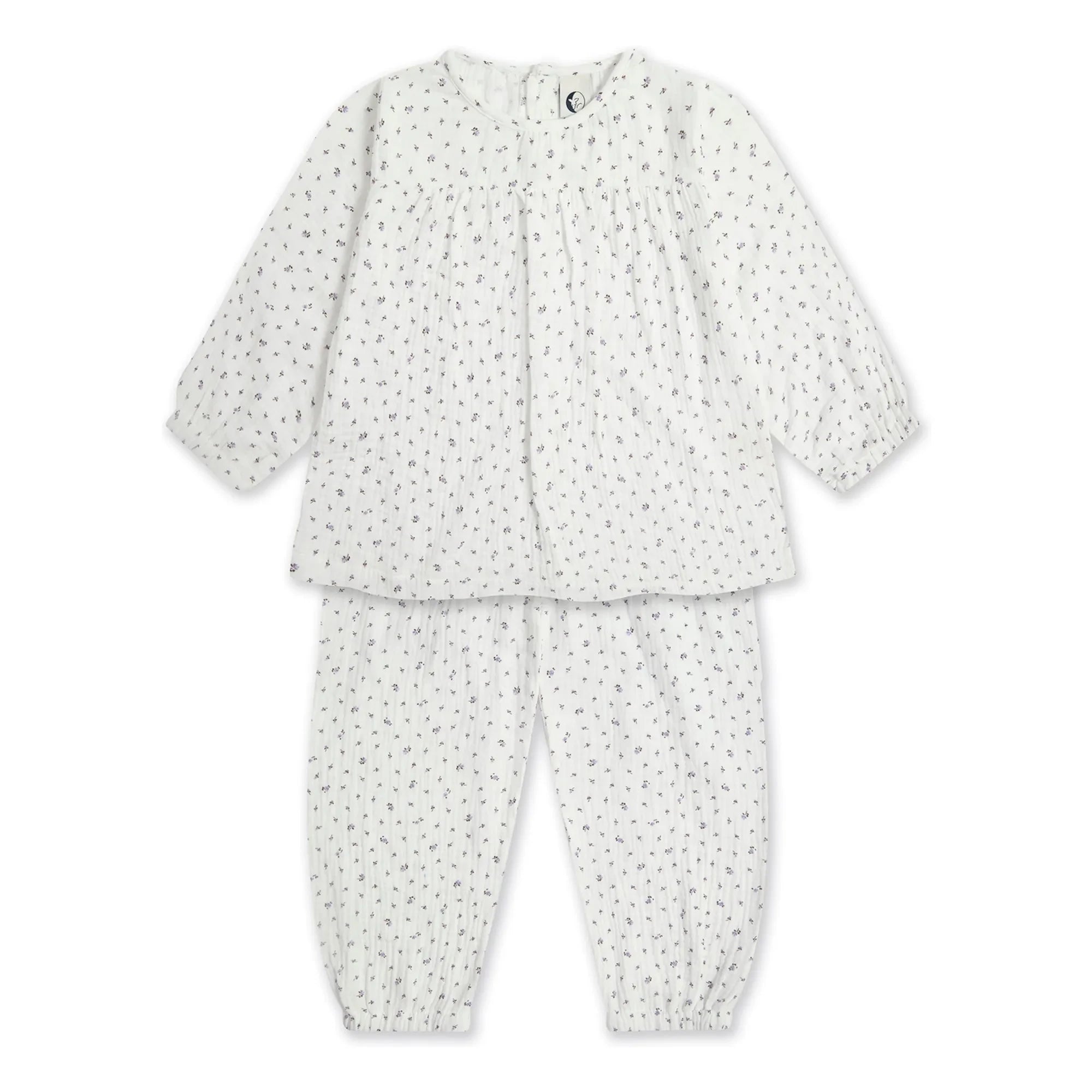 Sleepy Doe - Pijama de gasa con estampado floral de algodón orgánico | Blanco