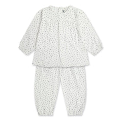Sleepy Doe - Pijama de gasa con estampado floral de algodón orgánico | Blanco