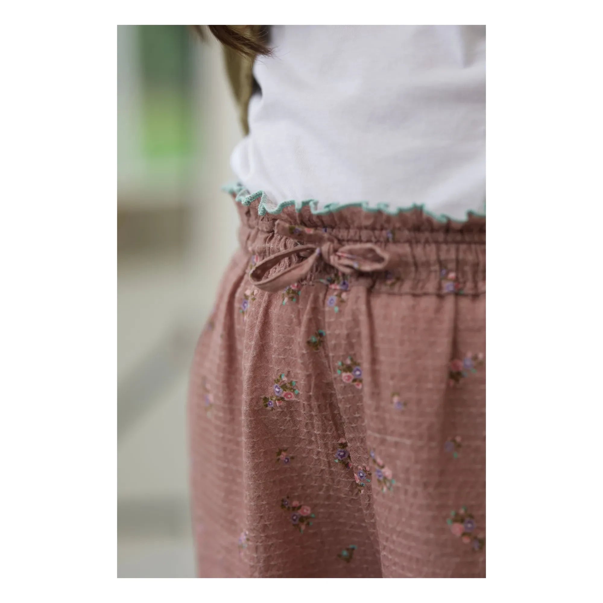 Lililotte - Paola Pantalones con estampado floral de algodón orgánico | Rosa empolvado