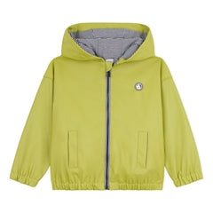 Petit Bateau - Chubasquero Forrado con Fibras Recicladas | Verde amarillo