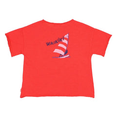 Búho - Camiseta de algodón orgánico Waikiki | Rojo