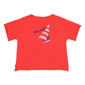 Búho - Camiseta de algodón orgánico Waikiki | Rojo