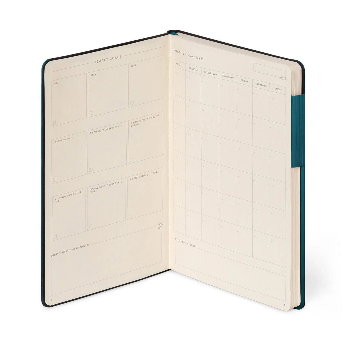 Legami - Cuaderno con Páginas Blancas y Funda Suave Monocromática - Teal Profundo - Mi Cuaderno
