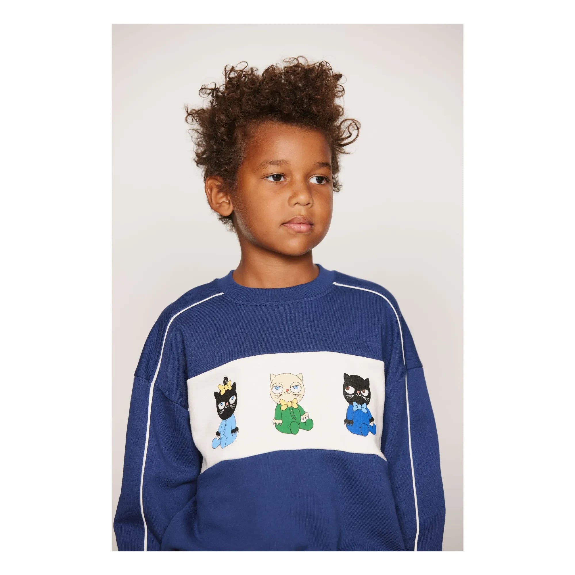 Mini Rodini - Sweatshirt de algodón orgánico con animales | Azul Oscuro