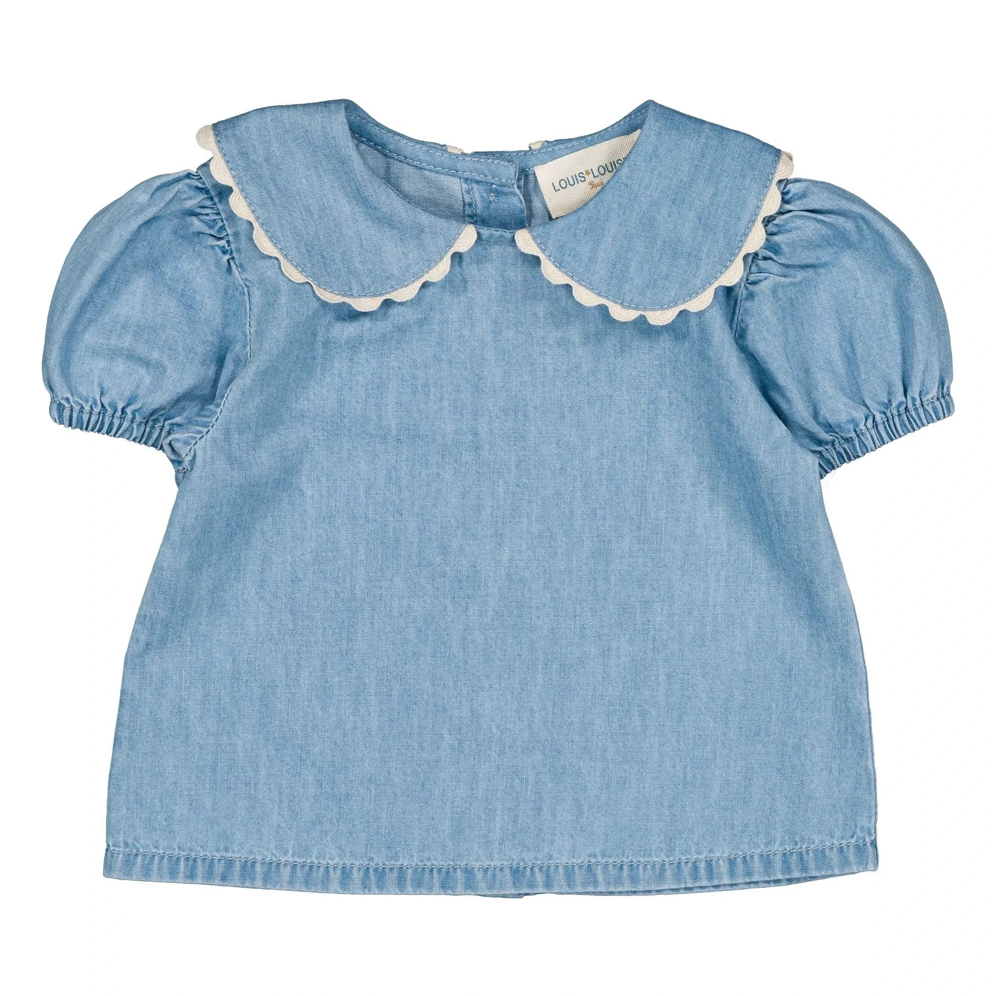 Louis Louise - Blusa Claudine Yaka Belki Chambray | Azul Claro