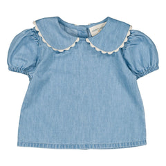 Louis Louise - Blusa Claudine Yaka Belki Chambray | Azul Claro