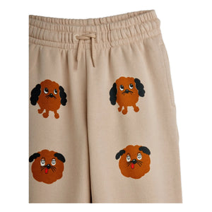 Mini Rodini - Jogger de algodón orgánico con estampado de perritos | Gris melange