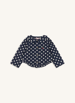 Konges Sløjd - Nola Organik Pamuk Denim Puantiyeli Ceket | Koyu Mavi