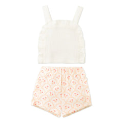 Gingersnaps - Conjunto de top con volantes y shorts Erica | Crudo