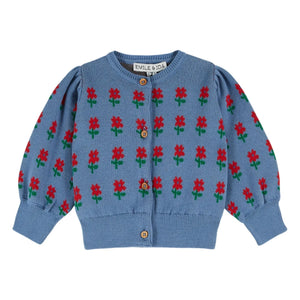 Emile et Ida - Cárdigan de algodón orgánico con estampado floral | Azul