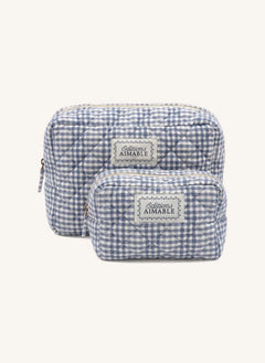 Editions Aimable - Bolsa de cuidado Tuscany | Vichy azul de algodón