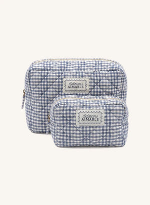 Editions Aimable - Bolsa de cuidado Tuscany | Vichy azul de algodón