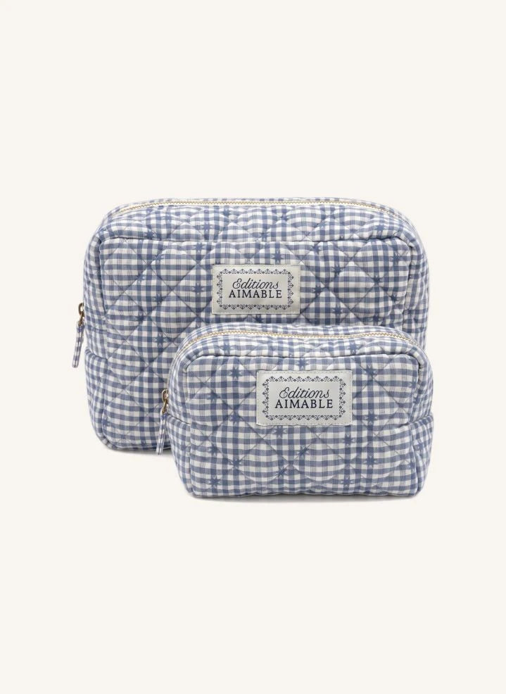 Editions Aimable - Bolsa de cuidado Tuscany | Vichy azul de algodón