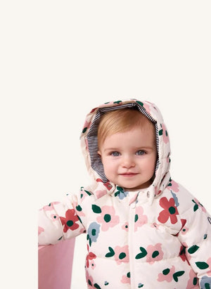 Petit Bateau - Bebek Çiçek Desenli Şişme Mont | Ecru