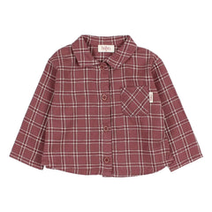 Búho - Camisa escocesa bebé | Burdeos