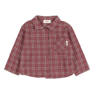 Búho - Camisa escocesa bebé | Burdeos