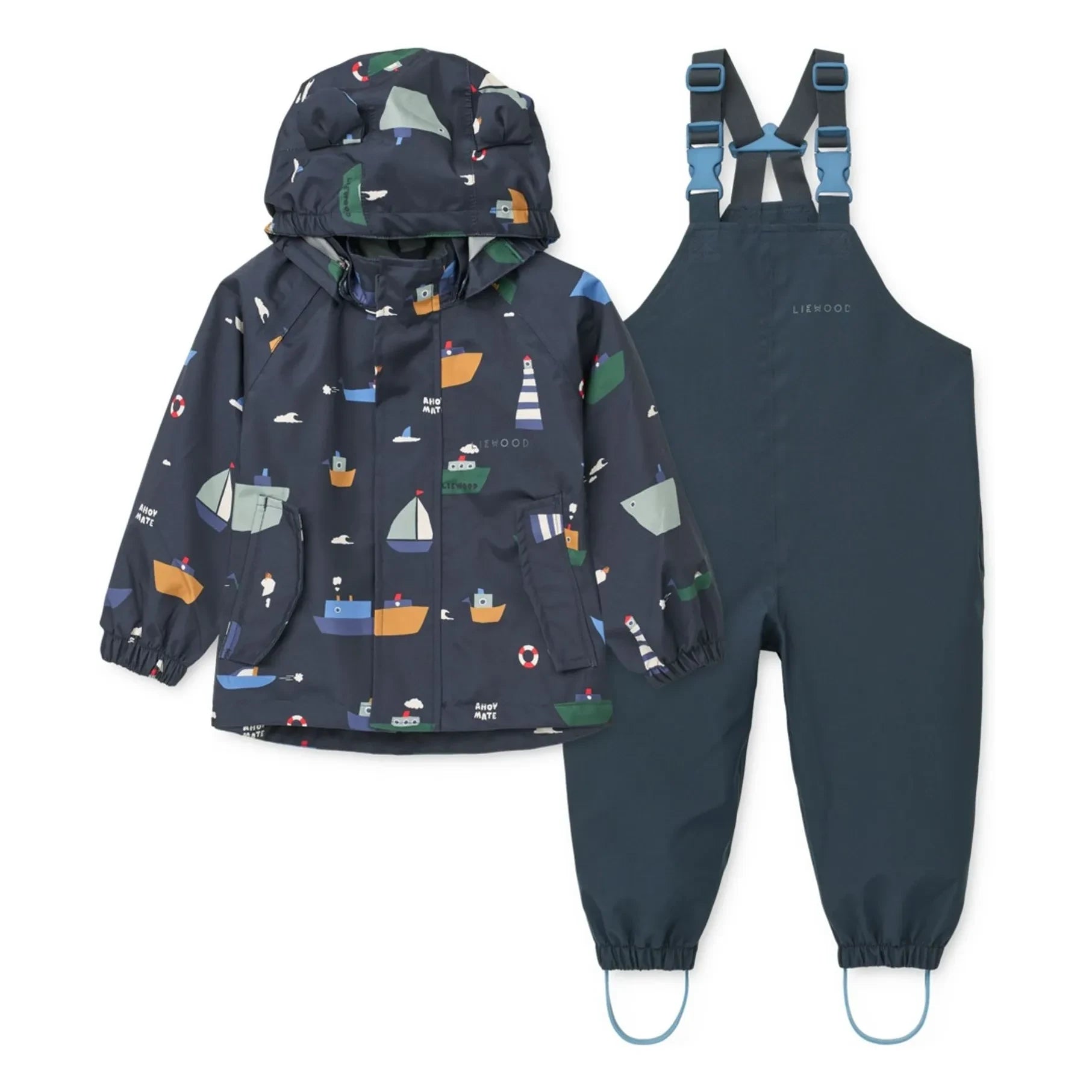 Liewood - Conjunto de lluvia de fibra reciclada Manu Bateaux | Azul marino