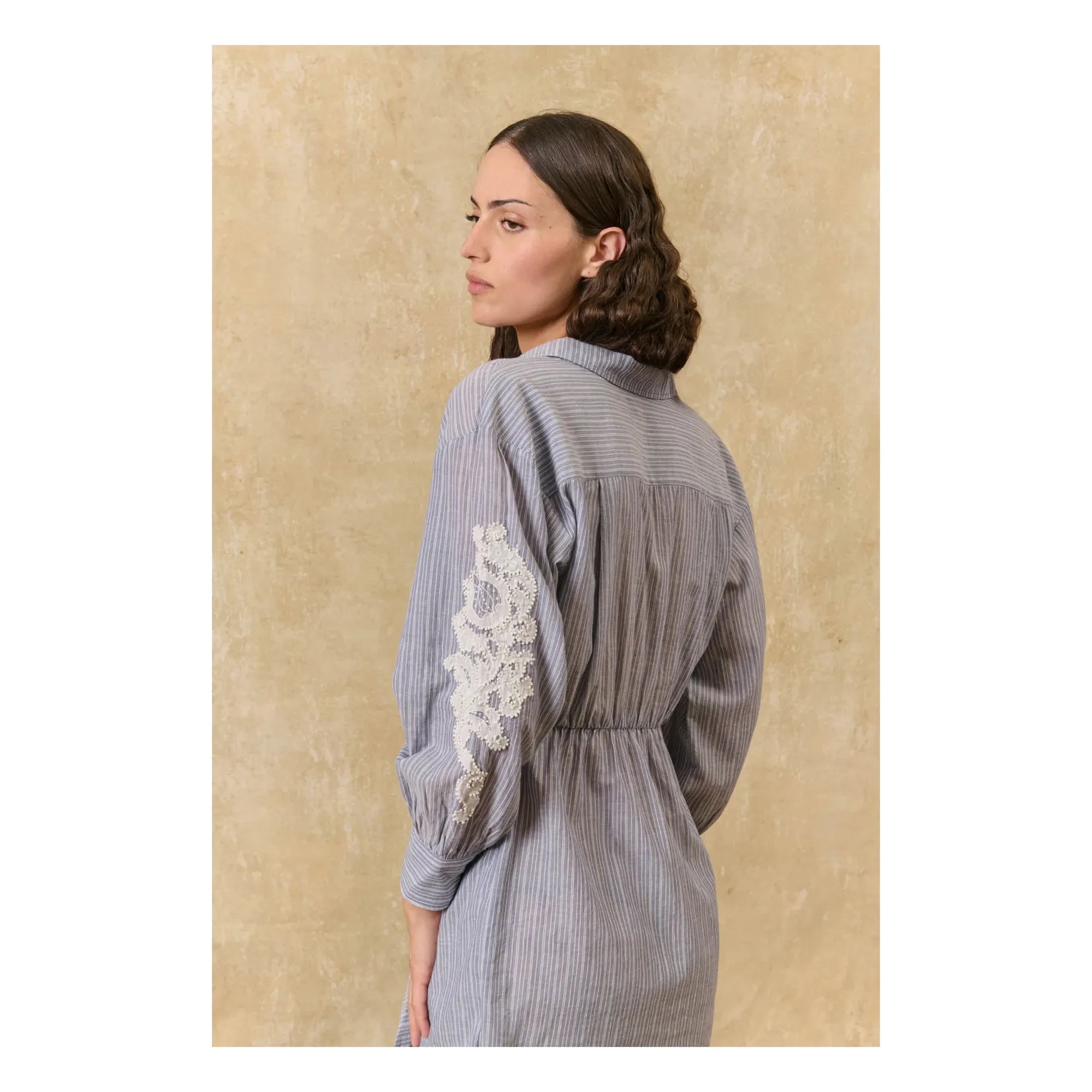 Louise Misha - Vestido de rayas Berenjere de algodón orgánico | Azul