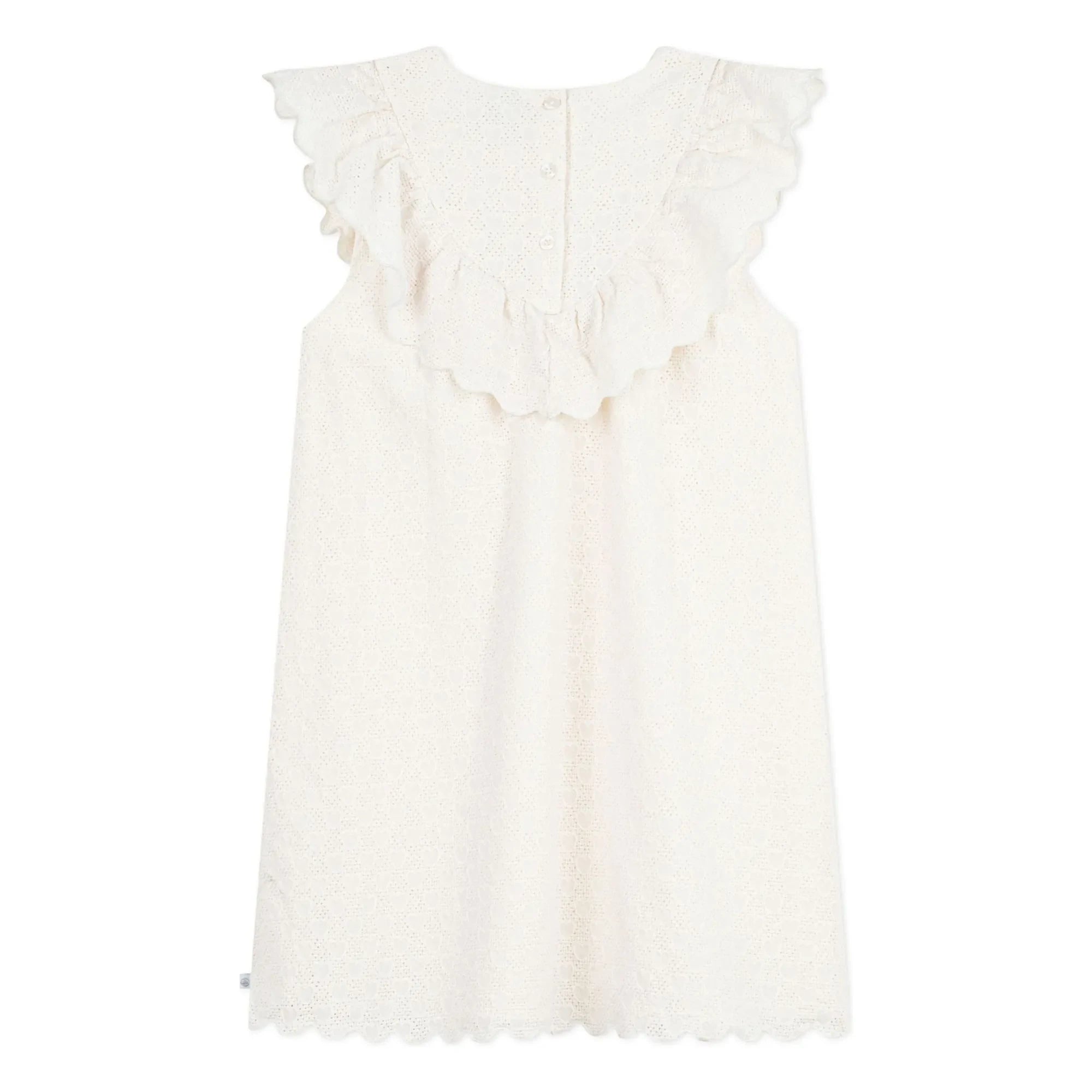 Petit Bateau - Vestido de algodón con bordado de corazón de encaje inglés | Blanco