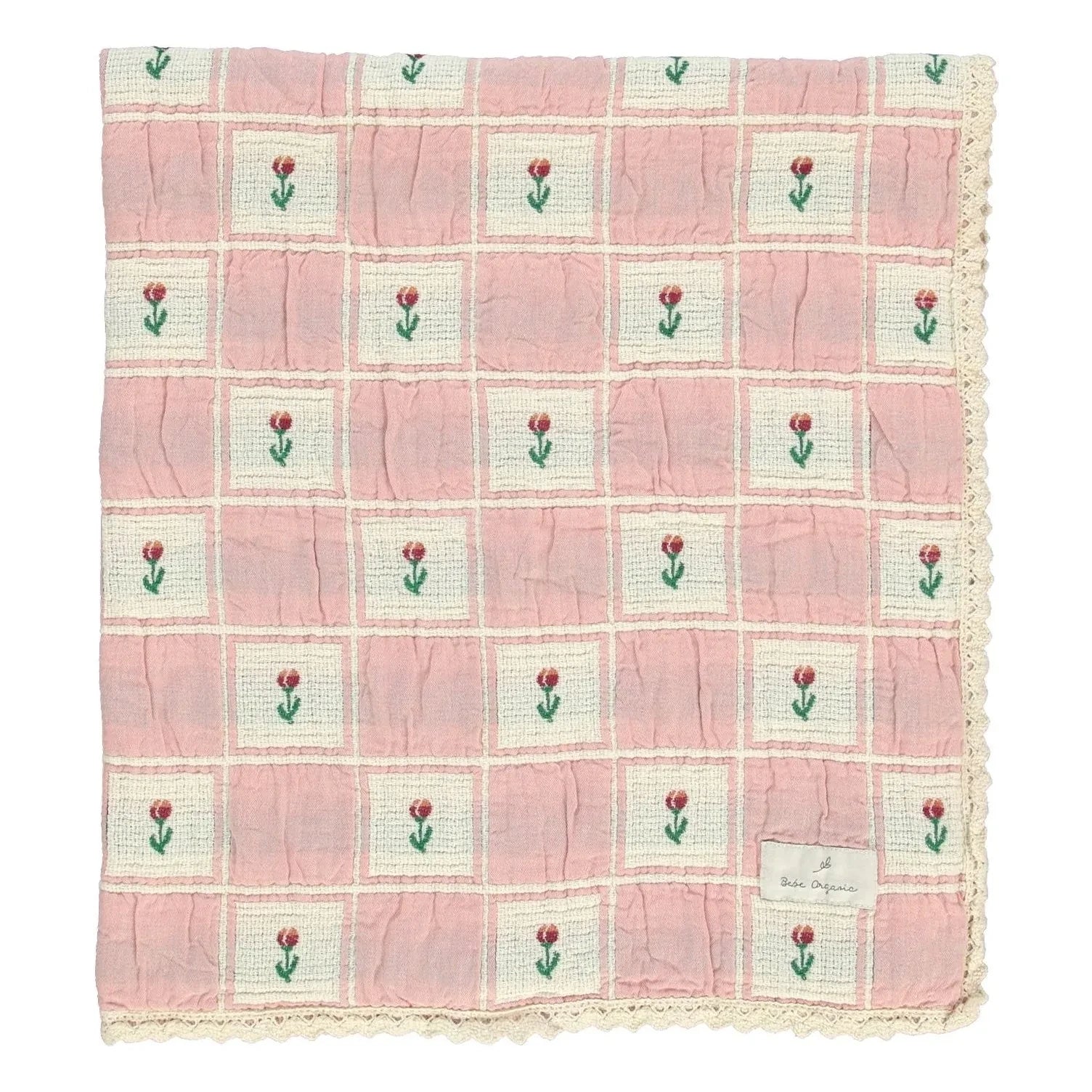 Bebe Organic - Manta de algodón orgánico Bella Tulipes | Rosa