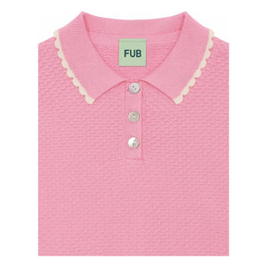 FUB - Polo Oversize de piqué fino de algodón orgánico | Rosa caramelo